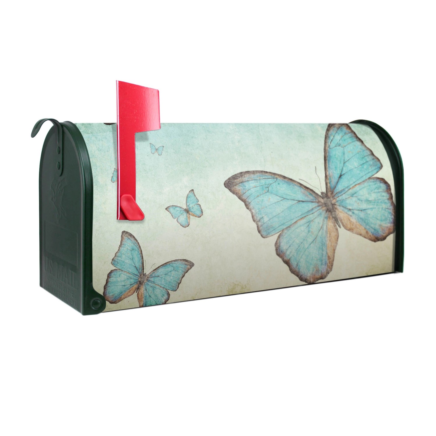 Banjado Amerikanischer Briefkasten Grün 48x22x16cm US Mailbox Letterbox Postkasten Stahl Pulverbeschichtet Motiv Blaue Schmetterlinge Banjado Amerikanischer Briefkasten Grün 48x22x16cm US Mailbox Letterbox Postkasten Stahl Pulverbeschichtet Motiv Blaue Schmetterlinge von Banjado
