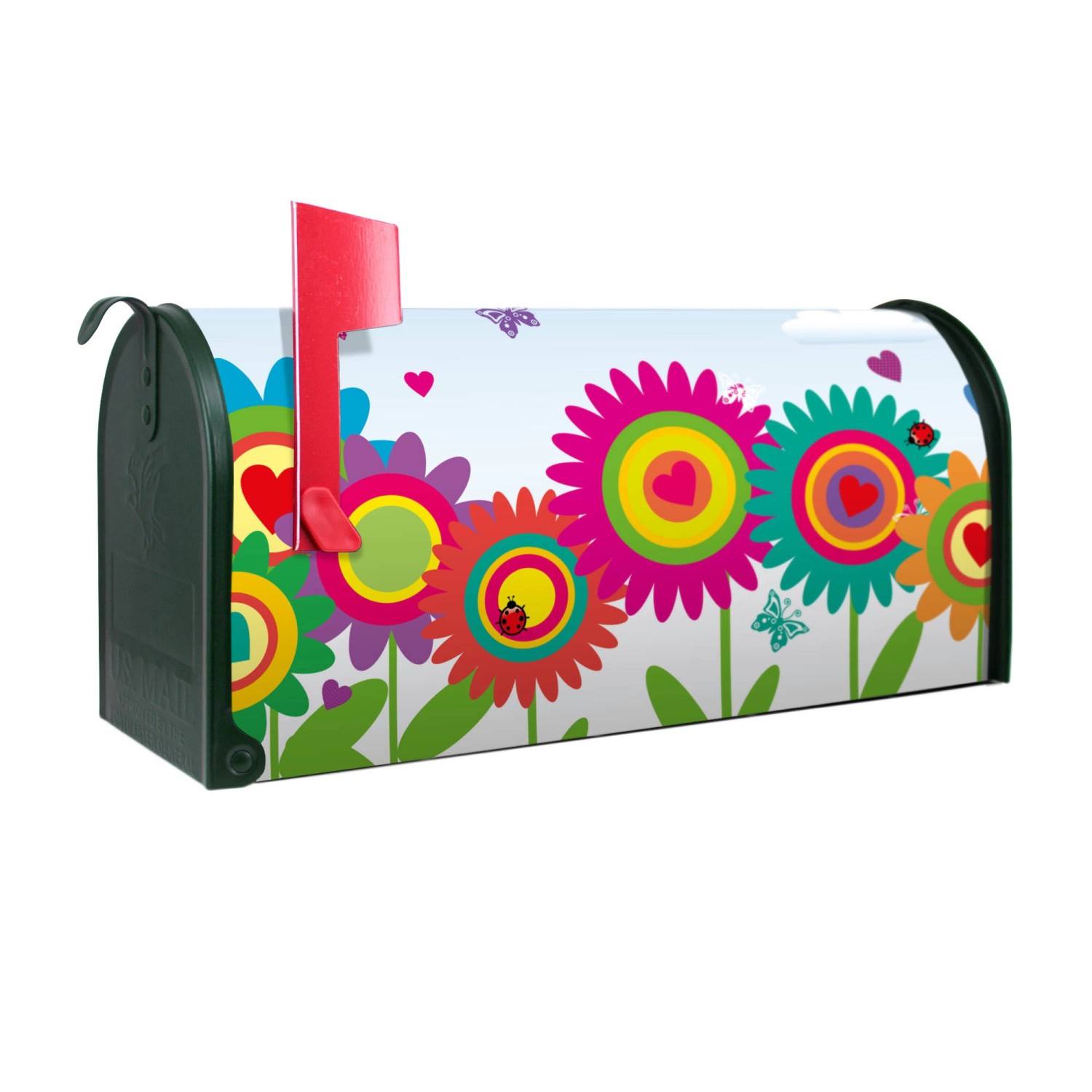 Banjado Amerikanischer Briefkasten Grün 48x22x16cm US Mailbox Letterbox Postkasten Stahl Pulverbeschichtet Motiv Bunte Blumen Banjado Amerikanischer Briefkasten Grün 48x22x16cm US Mailbox Letterbox Postkasten Stahl Pulverbeschichtet Motiv Bunte Blumen von Banjado