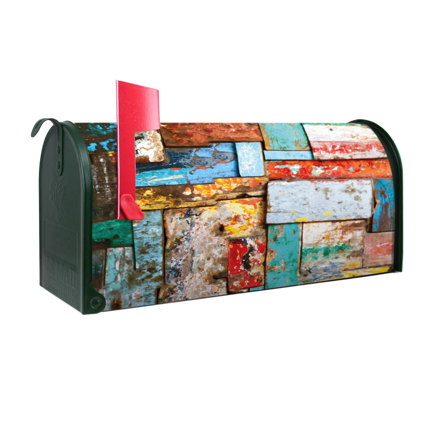 Banjado Amerikanischer Briefkasten Grün 48x22x16cm US Mailbox Letterbox Postkasten Stahl Pulverbeschichtet Motiv Bunte Holzschindeln Banjado Amerikanischer Briefkasten Grün 48x22x16cm US Mailbox Letterbox Postkasten Stahl Pulverbeschichtet Motiv Bunte Holzschindeln von Banjado