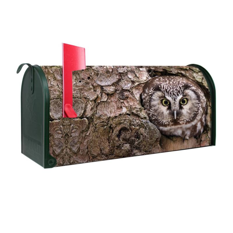 Banjado Amerikanischer Briefkasten Grün 48x22x16cm US Mailbox Letterbox Postkasten Stahl Pulverbeschichtet Motiv Eule von Banjado