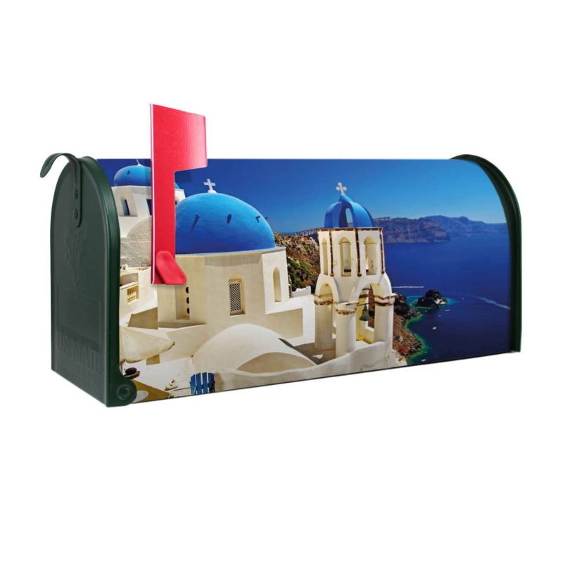 Banjado Amerikanischer Briefkasten Grün 48x22x16cm US Mailbox Letterbox Postkasten Stahl Pulverbeschichtet Motiv Griechenland von Banjado