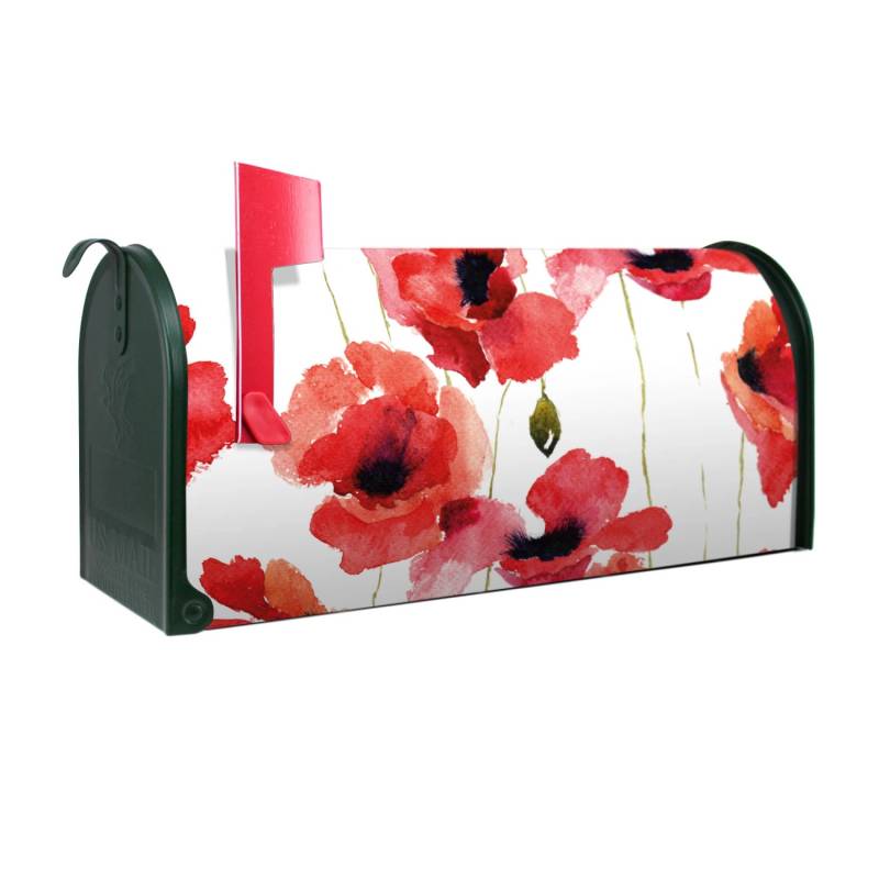 Banjado Amerikanischer Briefkasten Grün 48x22x16cm US Mailbox Letterbox Postkasten Stahl Pulverbeschichtet Motiv Mohn Aquarell Banjado Amerikanischer Briefkasten Grün 48x22x16cm US Mailbox Letterbox Postkasten Stahl Pulverbeschichtet Motiv Mohn Aquarell von Banjado