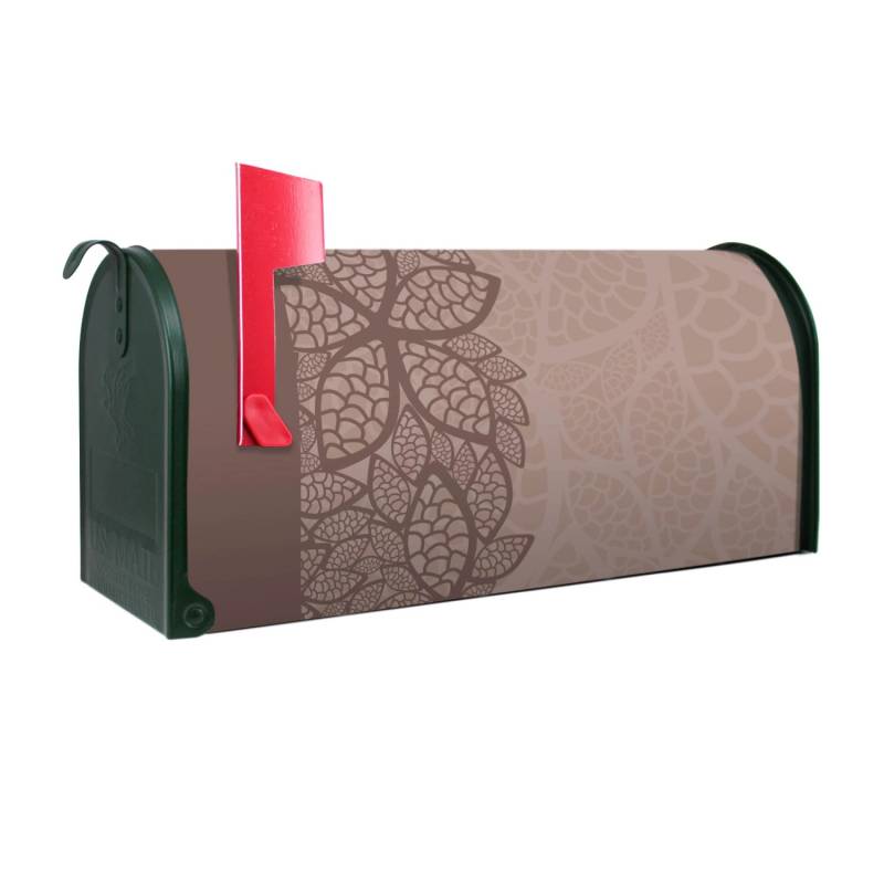 Banjado Amerikanischer Briefkasten Grün 48x22x16cm US Mailbox Letterbox Postkasten Stahl Pulverbeschichtet Motiv Muster Blätter von Banjado