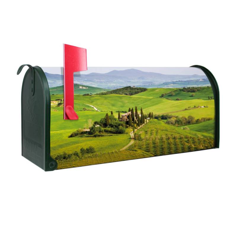 Banjado Amerikanischer Briefkasten Grün 48x22x16cm US Mailbox Letterbox Postkasten Stahl Pulverbeschichtet Motiv Toskana von Banjado
