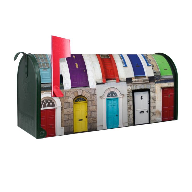 Banjado Amerikanischer Briefkasten Grün 48x22x16cm US Mailbox Letterbox Postkasten Stahl Pulverbeschichtet Motiv Türen von Banjado