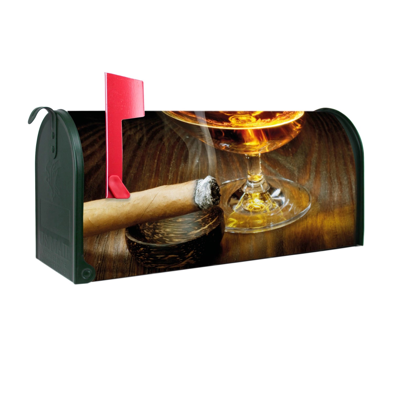 Banjado Amerikanischer Briefkasten Grün 48x22x16cm US Mailbox Letterbox Postkasten Stahl Pulverbeschichtet Motiv Whiskey & Cigar Banjado Amerikanischer Briefkasten Grün 48x22x16cm US Mailbox Letterbox Postkasten Stahl Pulverbeschichtet Motiv Whiskey & Cigar von Banjado