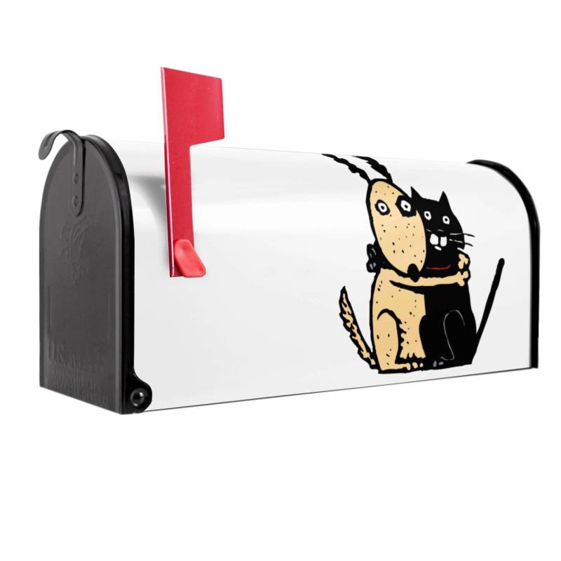 Banjado Amerikanischer Briefkasten Schwarz 48x22x16cm US Mailbox Letterbox Postkasten Stahl Pulverbeschichtet Motiv Beste Freunde Immer von Banjado