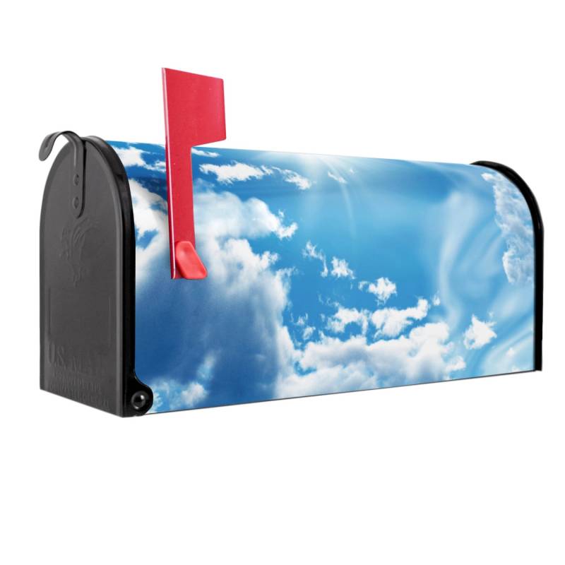 Banjado Amerikanischer Briefkasten Schwarz 48x22x16cm US Mailbox Letterbox Postkasten Stahl Pulverbeschichtet Motiv Clouds von Banjado