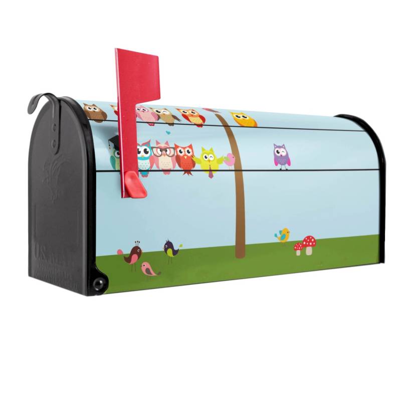 Banjado Amerikanischer Briefkasten Schwarz 48x22x16cm US Mailbox Letterbox Postkasten Stahl Pulverbeschichtet Motiv Da Wären Wir von Banjado