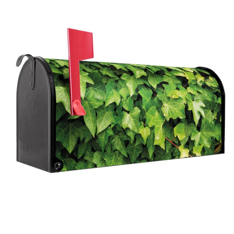 Banjado Amerikanischer Briefkasten Schwarz 48x22x16cm US Mailbox Letterbox Postkasten Stahl Pulverbeschichtet Motiv Efeu von Banjado