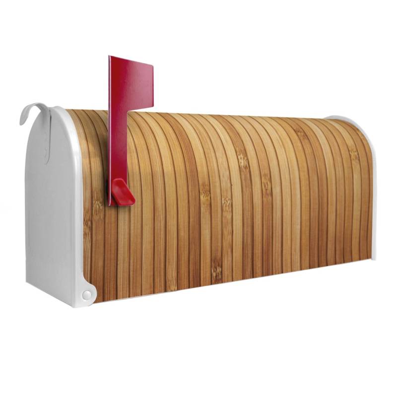 Banjado Amerikanischer Briefkasten Weiß 48x22x16cm US Mailbox Letterbox Postkasten Stahl Pulverbeschichtet Motiv Bambusholz von Banjado