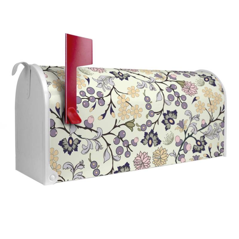 Banjado Amerikanischer Briefkasten Weiß 48x22x16cm US Mailbox Letterbox Postkasten Stahl Pulverbeschichtet Motiv Florale Tapete von Banjado