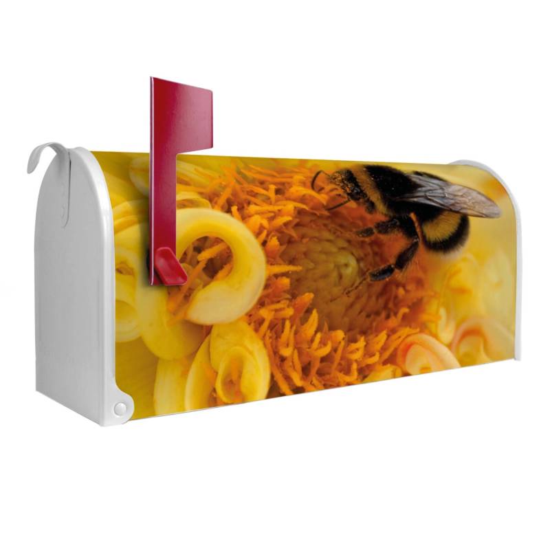Banjado Amerikanischer Briefkasten Weiß 48x22x16cm US Mailbox Letterbox Postkasten Stahl Pulverbeschichtet Motiv Hummel von Banjado