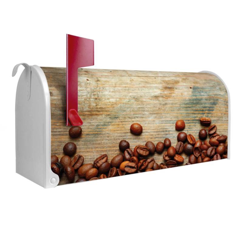 Banjado Amerikanischer Briefkasten Weiß 48x22x16cm US Mailbox Letterbox Postkasten Stahl Pulverbeschichtet Motiv Kaffeebohnen von Banjado