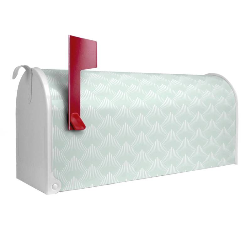 Banjado Amerikanischer Briefkasten Weiß 48x22x16cm US Mailbox Letterbox Postkasten Stahl Pulverbeschichtet Motiv Strahlen Mint von Banjado