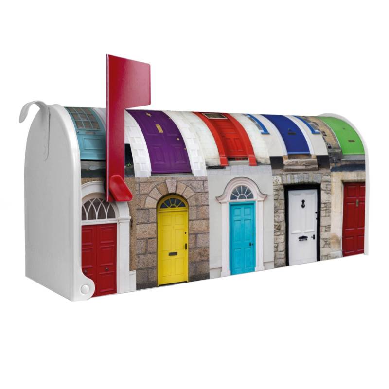 Banjado Amerikanischer Briefkasten Weiß 48x22x16cm US Mailbox Letterbox Postkasten Stahl Pulverbeschichtet Motiv Türen von Banjado