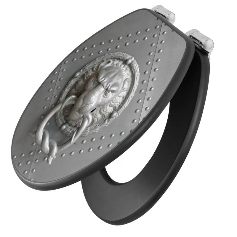Banjado Anthrazit Toilettendeckel Mit Absenkautomatik WC-Sitz Soft Close Hygienischer Klodeckel MDF Mit Motiv Eisentor von Banjado