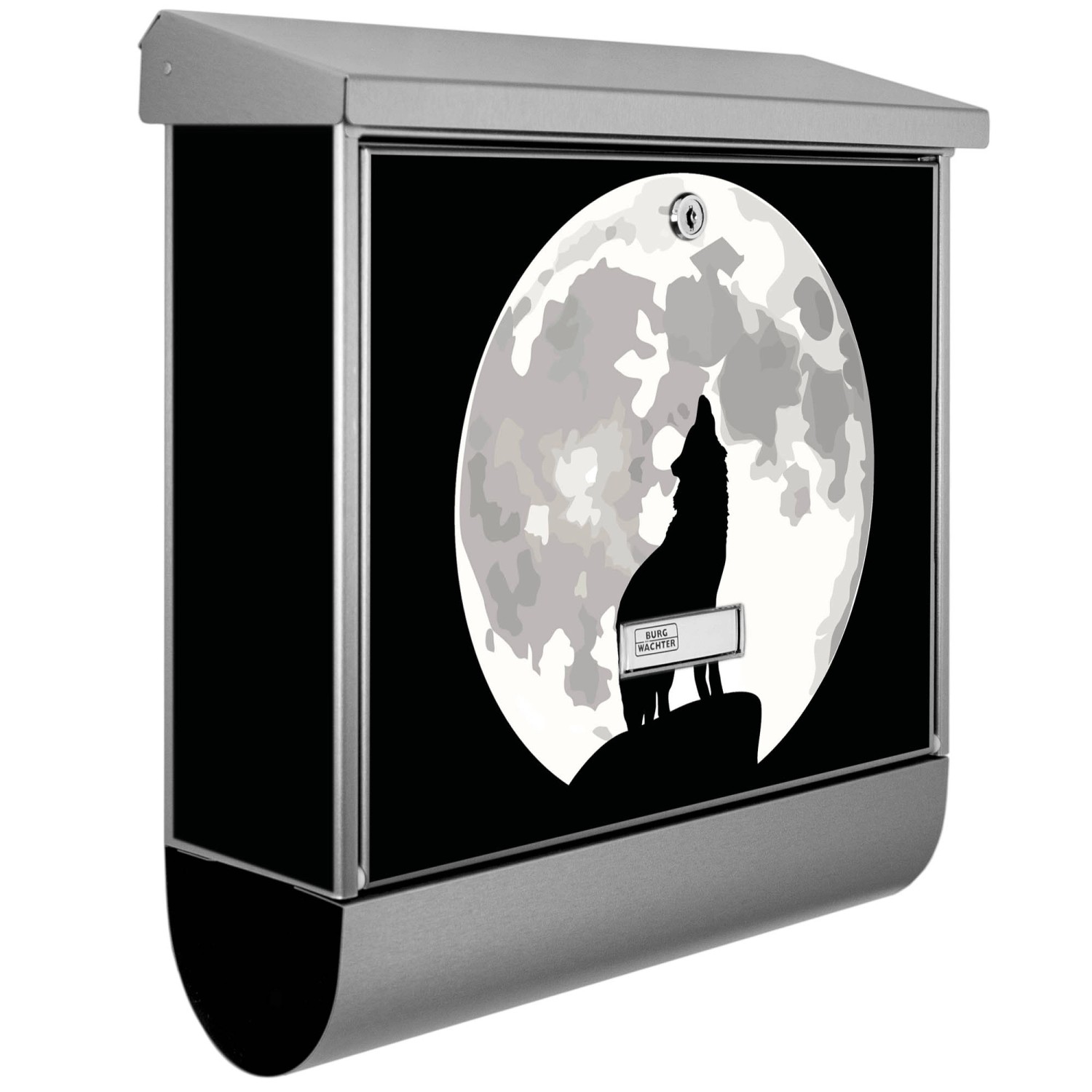 Banjado Briefkasten Edelstahl 38x39x12cm Mit Zeitungsfach Inkl. Montagematerial Motiv Heulender Wolf Sw Banjado Briefkasten Edelstahl 38x39x12cm Mit Zeitungsfach Inkl. Montagematerial Motiv Heulender Wolf Sw von Banjado