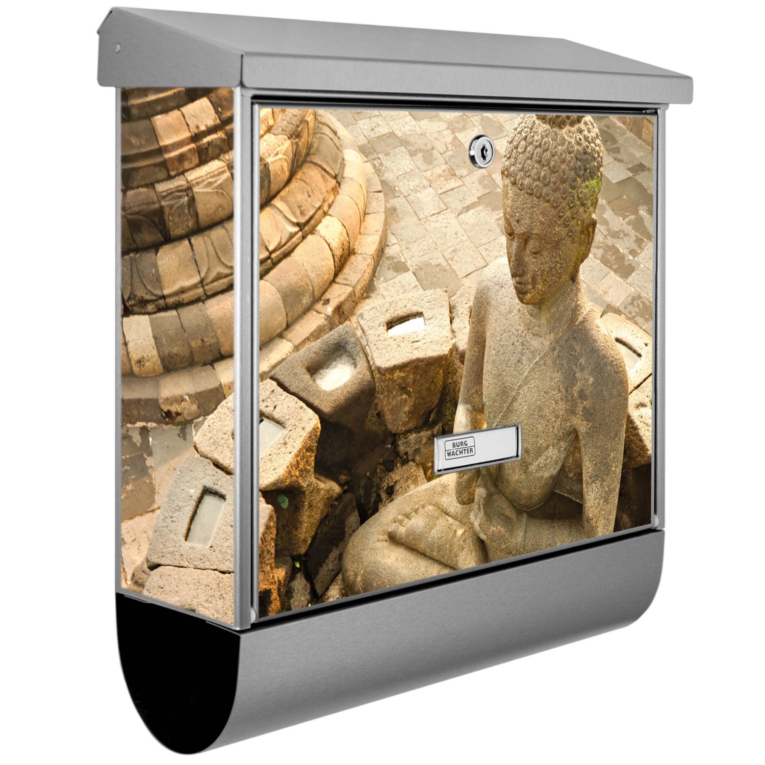 Banjado Briefkasten Edelstahl 38x39x12cm Mit Zeitungsfach Inkl. Montagematerial Motiv Sitzender Buddha Banjado Briefkasten Edelstahl 38x39x12cm Mit Zeitungsfach Inkl. Montagematerial Motiv Sitzender Buddha von Banjado