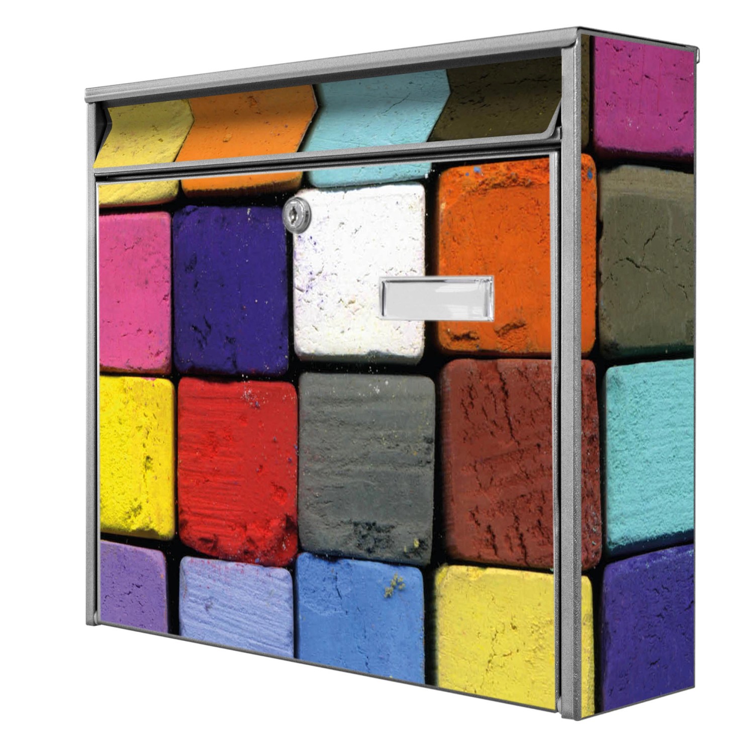 Banjado Briefkasten Silber 36.2x32.2x10cm Groß / Inkl. Montagematerial & 2 Schlüsseln / Mit Namensschild Motiv Bunte Kreide Banjado Briefkasten Silber 36.2x32.2x10cm Groß / Inkl. Montagematerial & 2 Schlüsseln / Mit Namensschild Motiv Bunte Kreide von Banjado