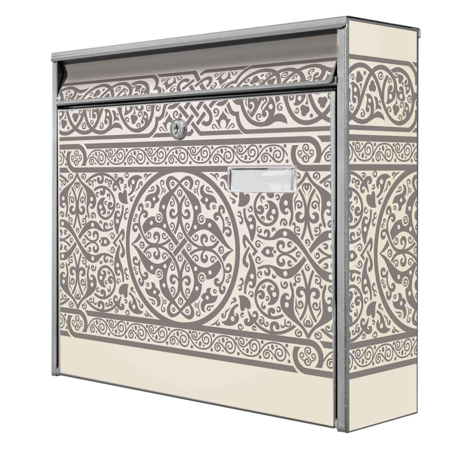 Banjado Briefkasten Silber 36.2x32.2x10cm Groß / Inkl. Montagematerial & 2 Schlüsseln / Mit Namensschild Motiv Keltischer Knoten Banjado Briefkasten Silber 36.2x32.2x10cm Groß / Inkl. Montagematerial & 2 Schlüsseln / Mit Namensschild Motiv Keltischer Knoten von Banjado