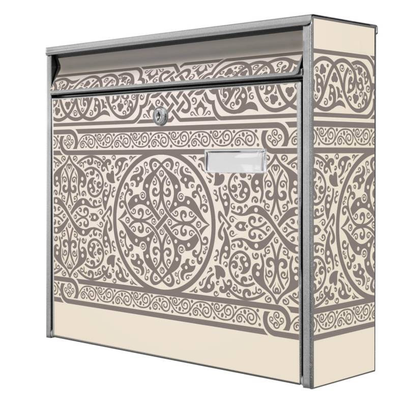 Banjado Briefkasten Silber 36.2x32.2x10cm Groß / Inkl. Montagematerial & 2 Schlüsseln / Mit Namensschild Motiv Keltischer Knoten von Banjado