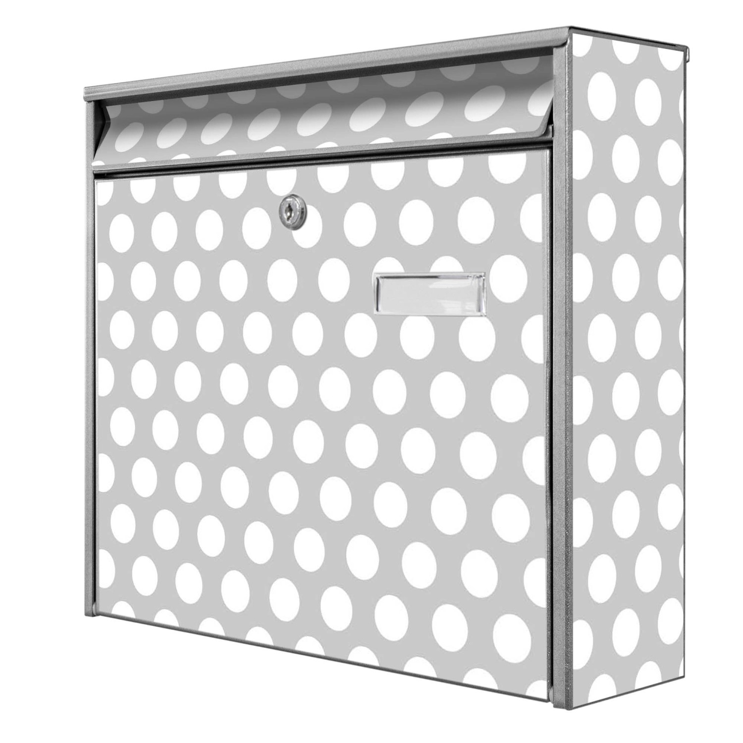 Banjado Briefkasten Silber 36.2x32.2x10cm Groß / Inkl. Montagematerial & 2 Schlüsseln / Mit Namensschild Motiv Punkte Grau Banjado Briefkasten Silber 36.2x32.2x10cm Groß / Inkl. Montagematerial & 2 Schlüsseln / Mit Namensschild Motiv Punkte Grau von Banjado