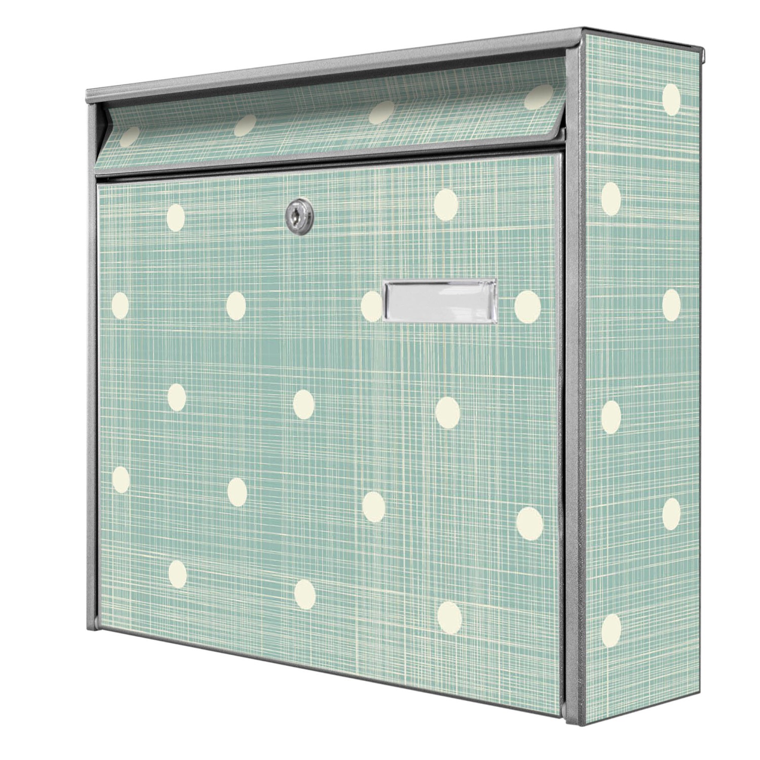 Banjado Briefkasten Silber 36.2x32.2x10cm Groß / Inkl. Montagematerial & 2 Schlüsseln / Mit Namensschild Motiv Punkte Lindgrün Banjado Briefkasten Silber 36.2x32.2x10cm Groß / Inkl. Montagematerial & 2 Schlüsseln / Mit Namensschild Motiv Punkte Lindgrün von Banjado