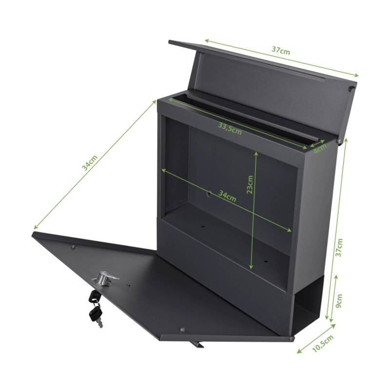 Banjado Briefkasten Anthrazit 37x37x10.5cm Groß / Inkl. Montagematerial & 2 Schlüsseln Motiv Schmuckkörbchen Banjado Briefkasten Anthrazit 37x37x10.5cm Groß / Inkl. Montagematerial & 2 Schlüsseln Motiv Schmuckkörbchen von Banjado