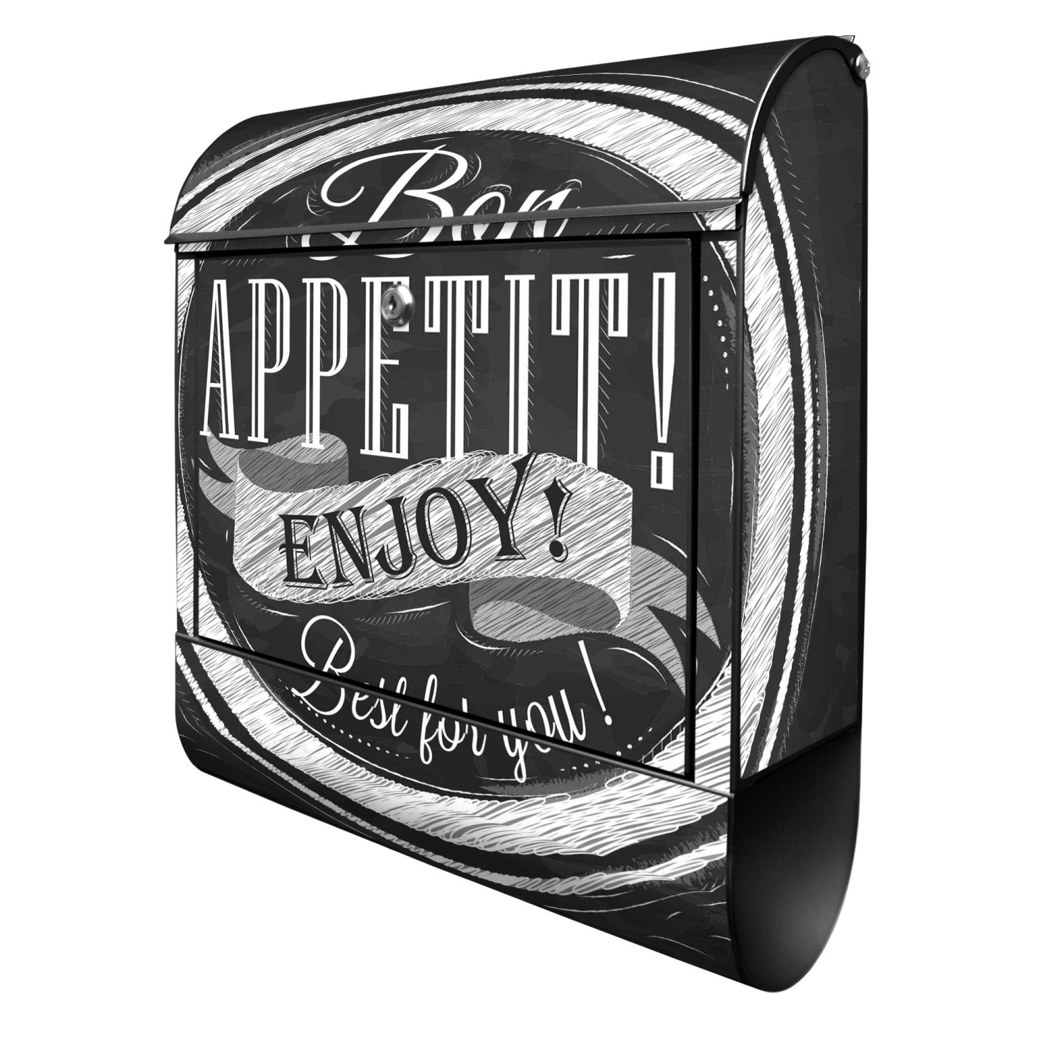 Banjado Design Briefkasten Schwarz Pulverbeschichtet 39x47x14cm 2 Schlüssel Mit Zeitungsfach Motiv Bon Appetit Banjado Design Briefkasten Schwarz Pulverbeschichtet 39x47x14cm 2 Schlüssel Mit Zeitungsfach Motiv Bon Appetit von Banjado