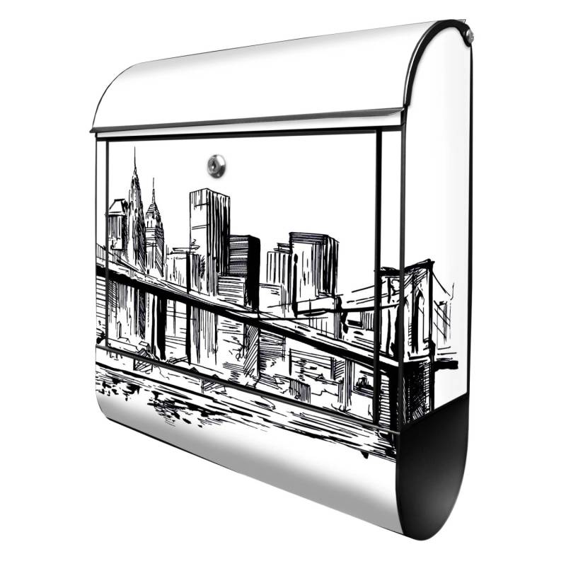 Banjado Design Briefkasten Schwarz Pulverbeschichtet 39x47x14cm 2 Schlüssel Mit Zeitungsfach Motiv New York Skizze Banjado Design Briefkasten Schwarz Pulverbeschichtet 39x47x14cm 2 Schlüssel Mit Zeitungsfach Motiv New York Skizze von Banjado