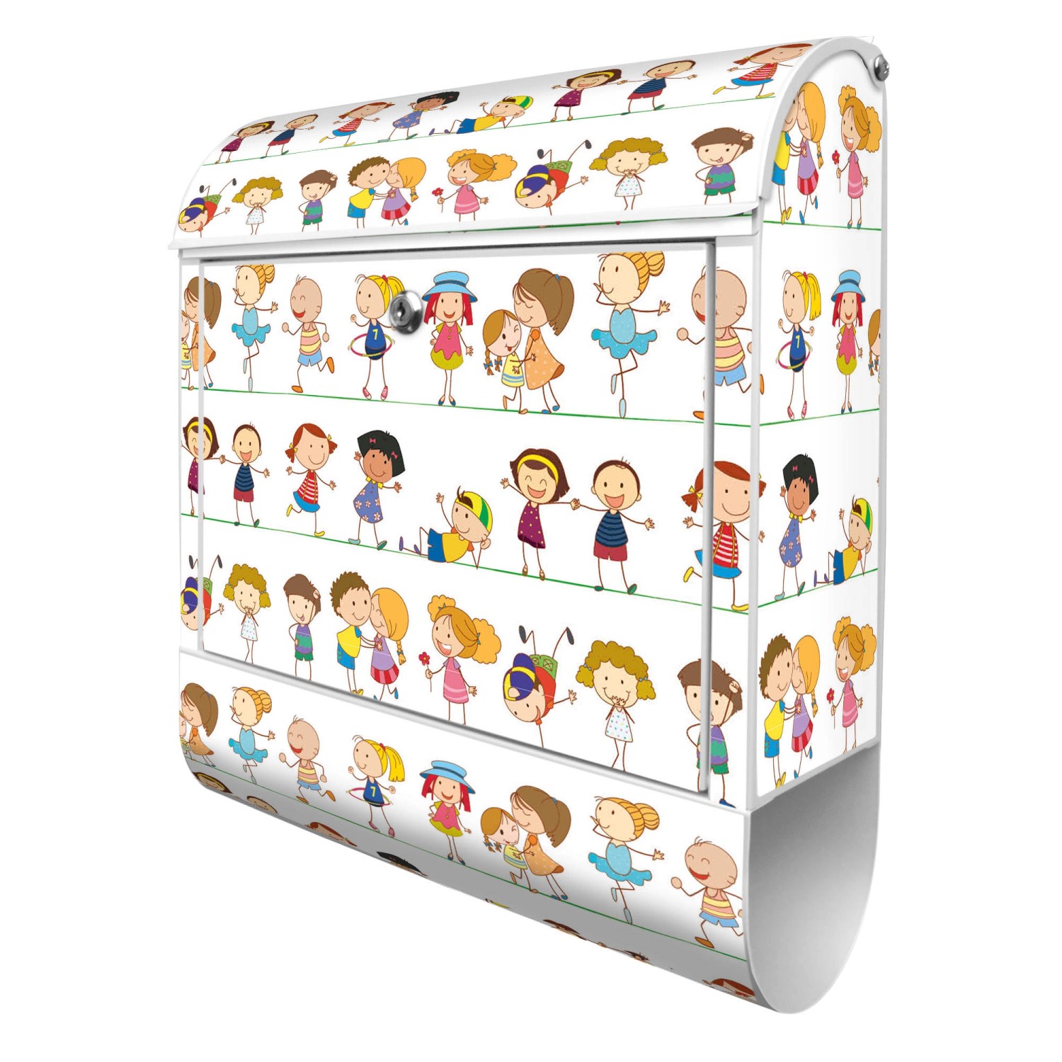 Banjado Design Briefkasten Silber Pulverbeschichtet, 39x47x14cm, 2 Schlüssel, Mit Zeitungsfach Motiv Kinder Banjado Design Briefkasten Silber Pulverbeschichtet, 39x47x14cm, 2 Schlüssel, Mit Zeitungsfach Motiv Kinder von Banjado