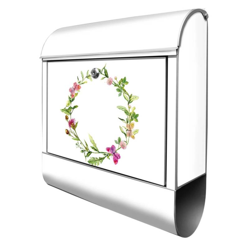 Banjado Design Briefkasten Silber Pulverbeschichtet 39x47x14cm 2 Schlüssel Mit Zeitungsfach Motiv Aquarell Blumenring Banjado Design Briefkasten Silber Pulverbeschichtet 39x47x14cm 2 Schlüssel Mit Zeitungsfach Motiv Aquarell Blumenring von Banjado