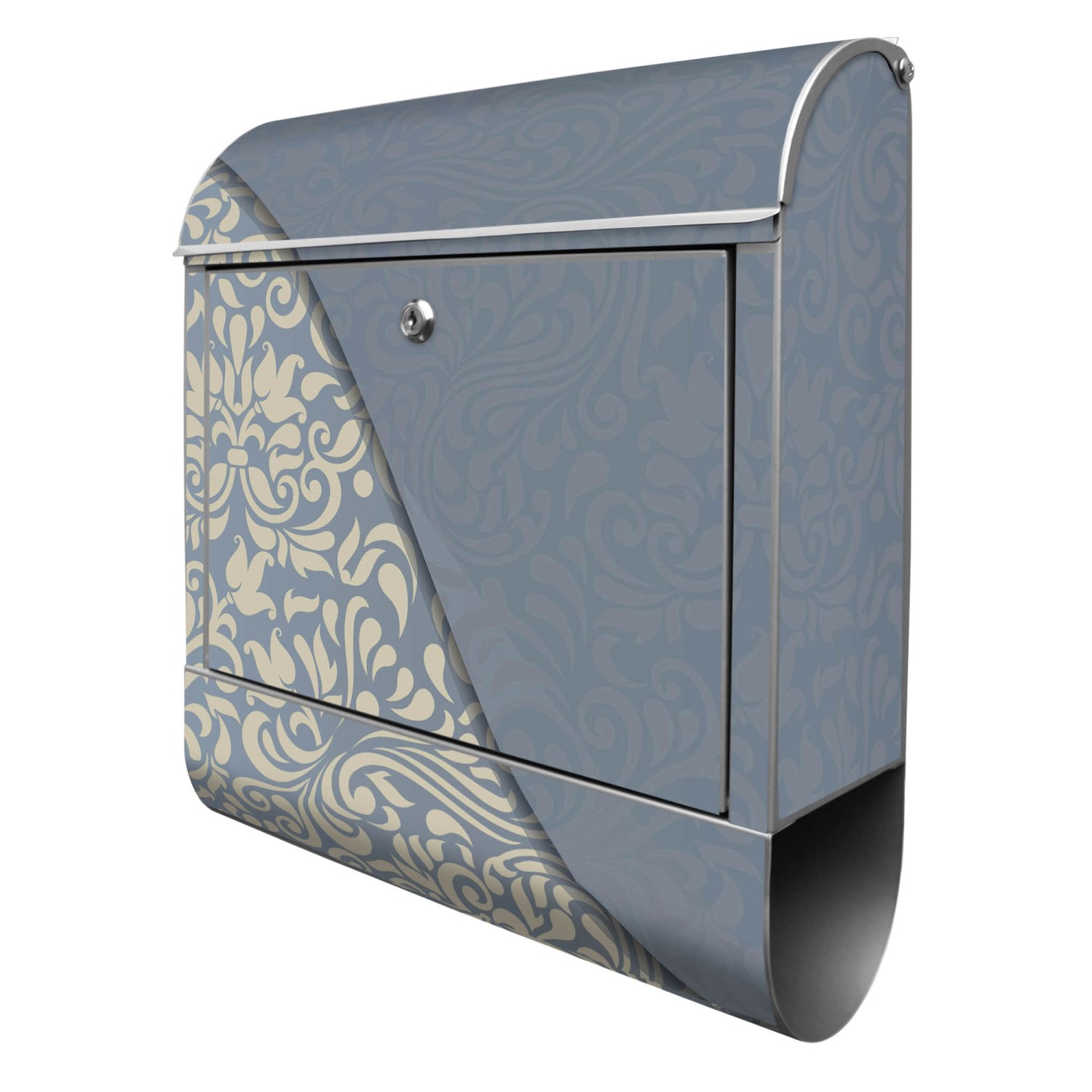 Banjado Design Briefkasten Silber Pulverbeschichtet 39x47x14cm 2 Schlüssel Mit Zeitungsfach Motiv Blaues Ornament Banjado Design Briefkasten Silber Pulverbeschichtet 39x47x14cm 2 Schlüssel Mit Zeitungsfach Motiv Blaues Ornament von Banjado