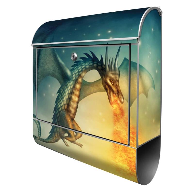 Banjado Design Briefkasten Silber Pulverbeschichtet 39x47x14cm 2 Schlüssel Mit Zeitungsfach Motiv Drachen Banjado Design Briefkasten Silber Pulverbeschichtet 39x47x14cm 2 Schlüssel Mit Zeitungsfach Motiv Drachen von Banjado