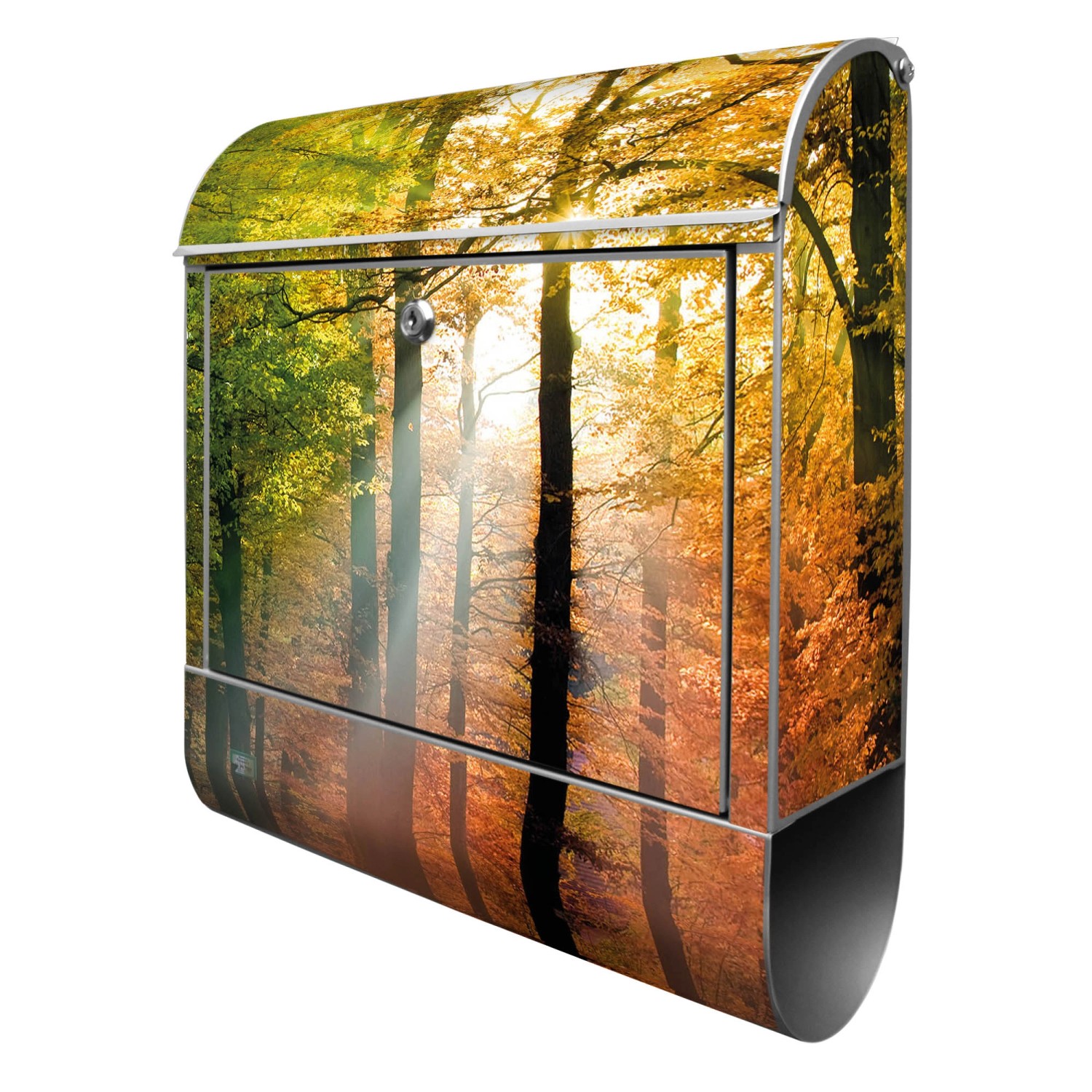 Banjado Design Briefkasten Silber Pulverbeschichtet 39x47x14cm 2 Schlüssel Mit Zeitungsfach Motiv Herbstwald Banjado Design Briefkasten Silber Pulverbeschichtet 39x47x14cm 2 Schlüssel Mit Zeitungsfach Motiv Herbstwald von Banjado