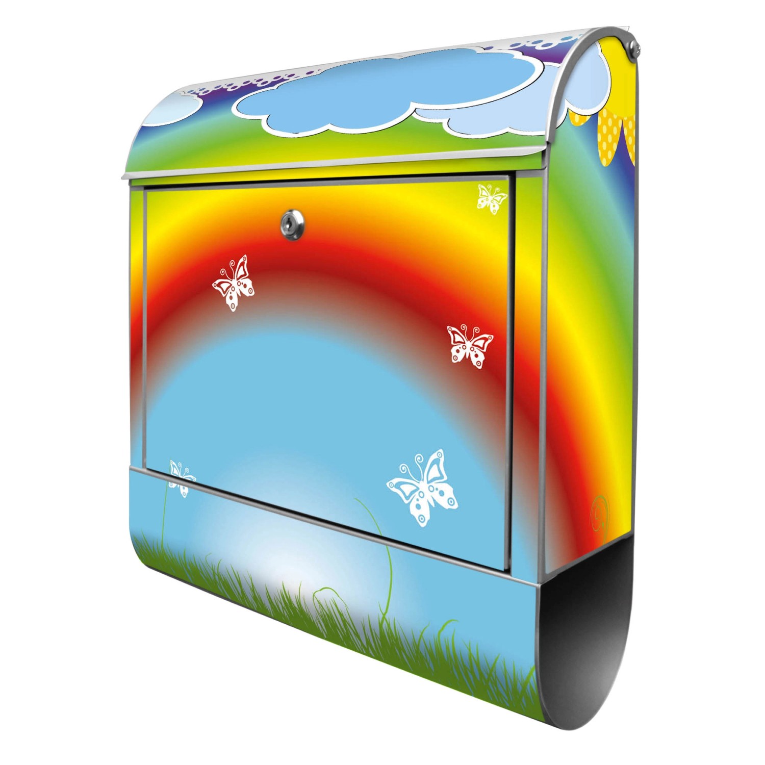 Banjado Design Briefkasten Silber Pulverbeschichtet 39x47x14cm 2 Schlüssel Mit Zeitungsfach Motiv Regenbogen Banjado Design Briefkasten Silber Pulverbeschichtet 39x47x14cm 2 Schlüssel Mit Zeitungsfach Motiv Regenbogen von Banjado