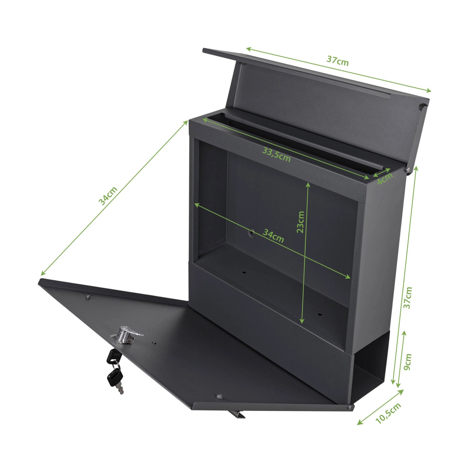 Banjado Briefkasten Anthrazit 37x37x10.5cm Groß / Inkl. Montagematerial & 2 Schlüsseln Motiv Happy Kids Banjado Briefkasten Anthrazit 37x37x10.5cm Groß / Inkl. Montagematerial & 2 Schlüsseln Motiv Happy Kids von Banjado