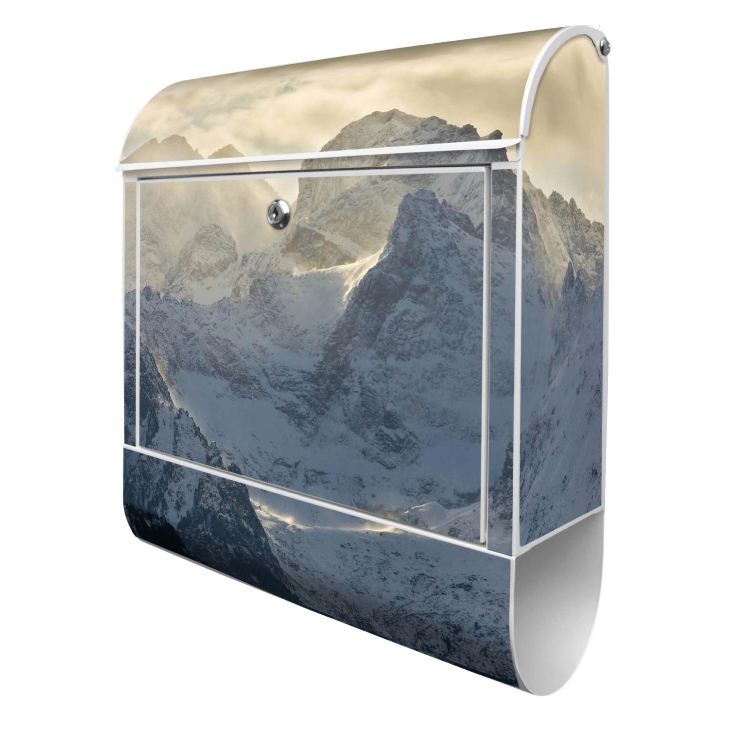 Banjado Design Briefkasten Weiß Pulverbeschichtet 39x47x14cm 2 Schlüssel Mit Zeitungsfach Motiv Alpen Im Sonnenschein Banjado Design Briefkasten Weiß Pulverbeschichtet 39x47x14cm 2 Schlüssel Mit Zeitungsfach Motiv Alpen Im Sonnenschein von Banjado
