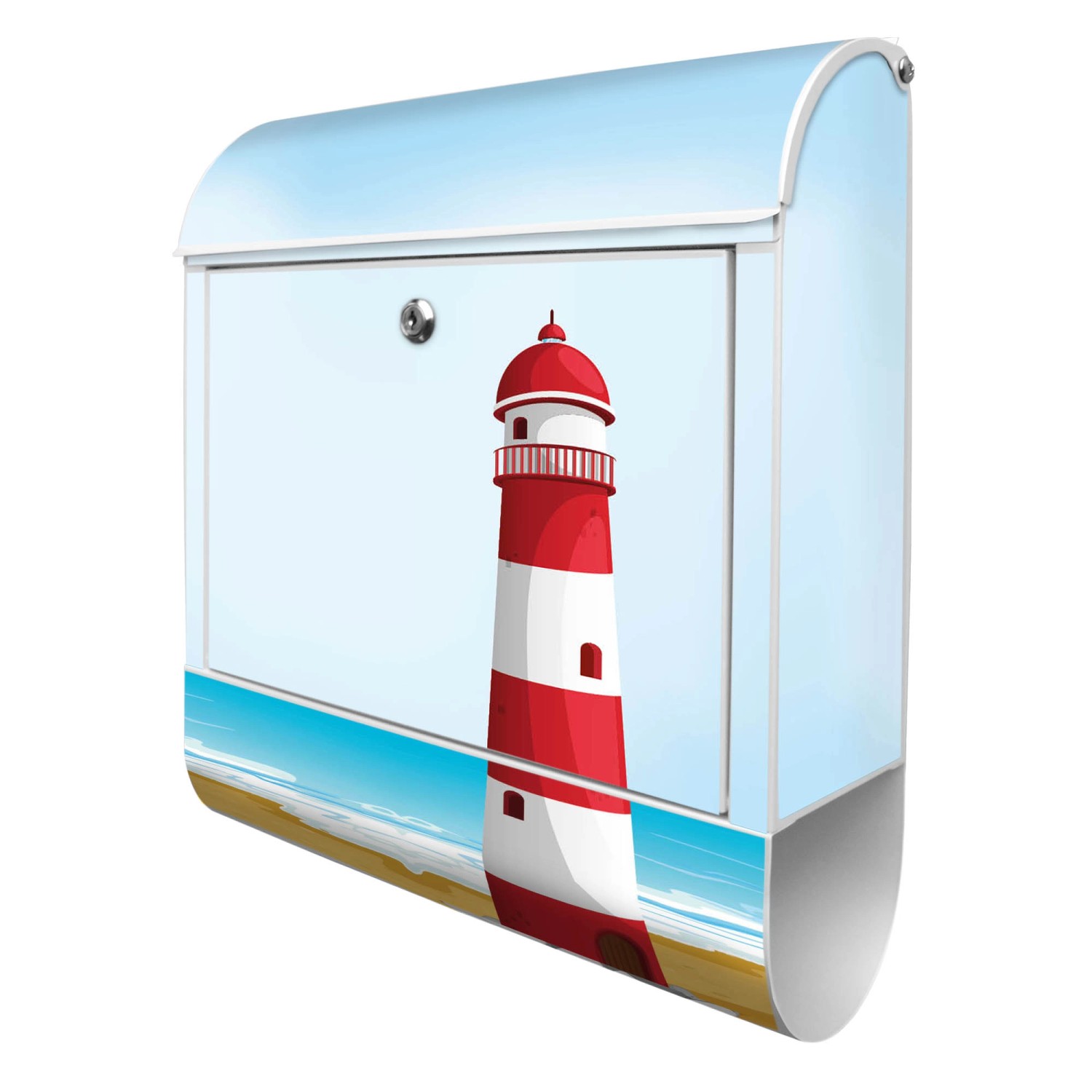 Banjado Design Briefkasten Weiß Pulverbeschichtet 39x47x14cm 2 Schlüssel Mit Zeitungsfach Motiv Leuchtturm Illustration Banjado Design Briefkasten Weiß Pulverbeschichtet 39x47x14cm 2 Schlüssel Mit Zeitungsfach Motiv Leuchtturm Illustration von Banjado