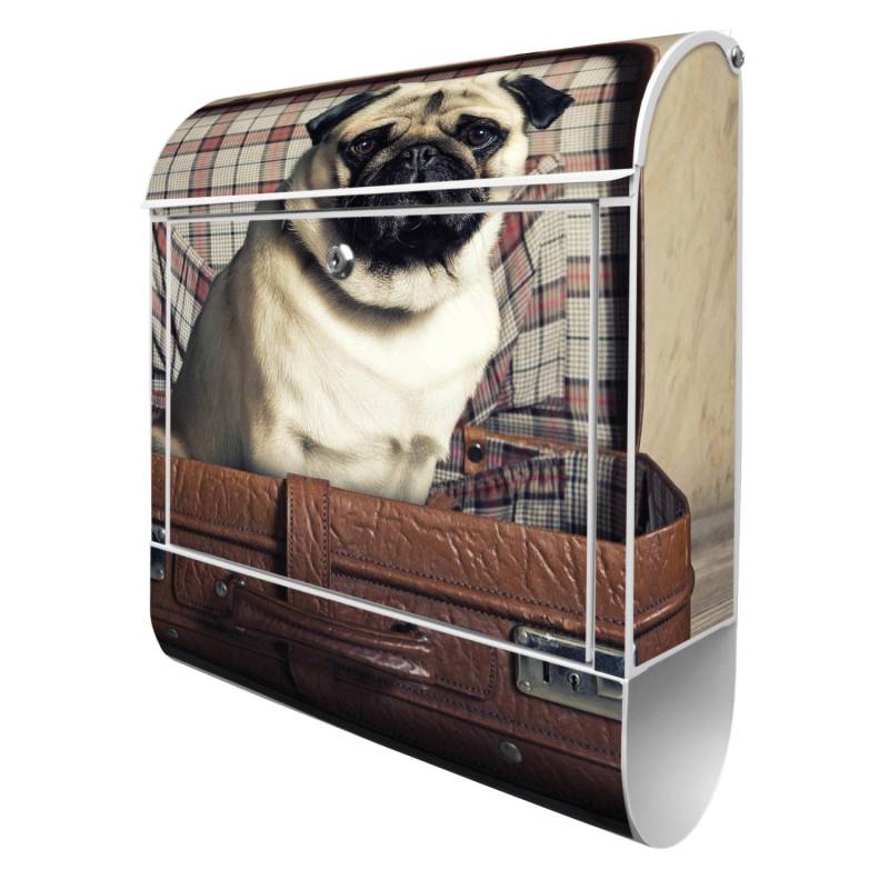 Banjado Design Briefkasten Weiß Pulverbeschichtet 39x47x14cm 2 Schlüssel Mit Zeitungsfach Motiv Mops Im Koffer Banjado Design Briefkasten Weiß Pulverbeschichtet 39x47x14cm 2 Schlüssel Mit Zeitungsfach Motiv Mops Im Koffer von Banjado