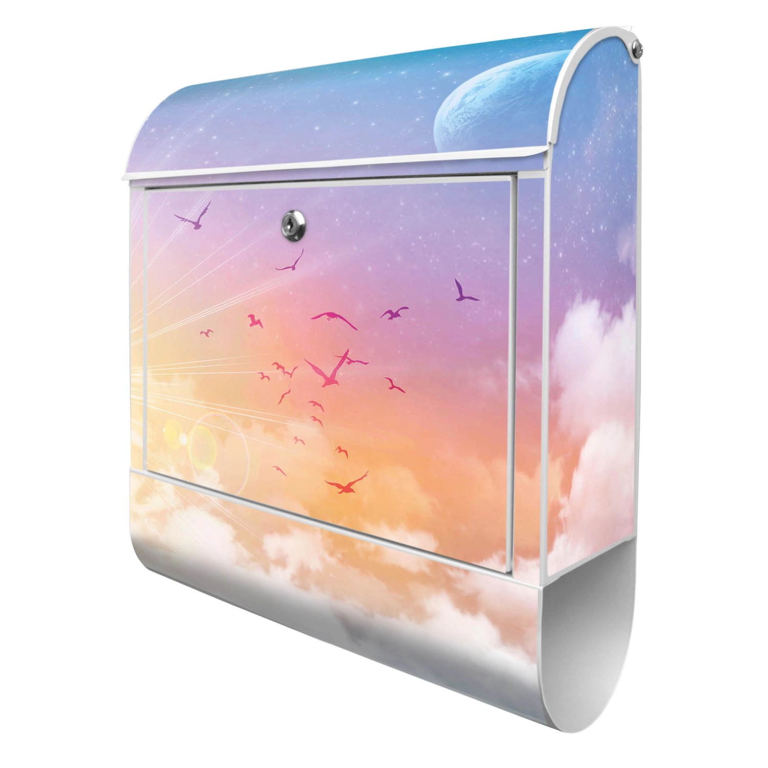 Banjado Design Briefkasten Weiß Pulverbeschichtet 39x47x14cm 2 Schlüssel Mit Zeitungsfach Motiv Vögel Am Himmel Banjado Design Briefkasten Weiß Pulverbeschichtet 39x47x14cm 2 Schlüssel Mit Zeitungsfach Motiv Vögel Am Himmel von Banjado