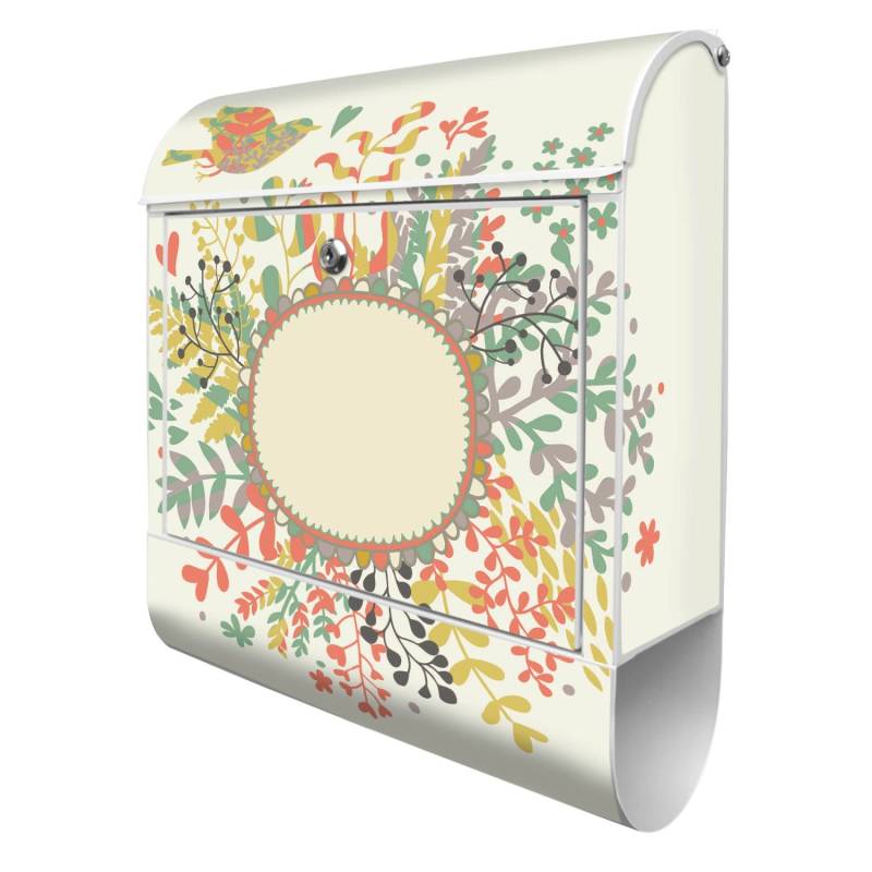 Banjado Design Briefkasten Weiß Pulverbeschichtet 39x47x14cm 2 Schlüssel Mit Zeitungsfach Motiv Wt Frühling von Banjado