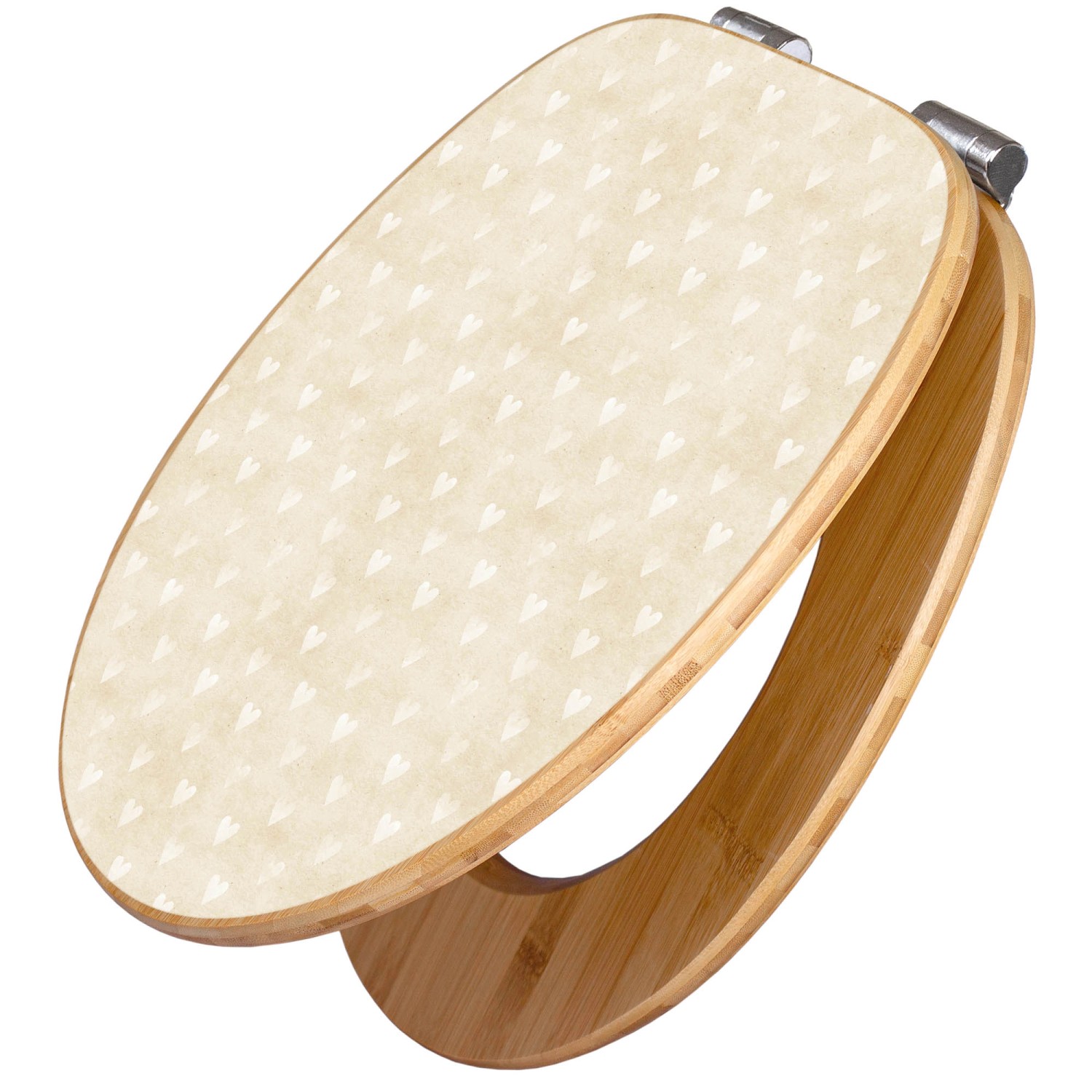 Banjado Design WC Sitz Bambus Holz Toilettendeckel Mit Absenkautomatik Klodeckel WC-Sitz Soft Close Mit Motiv Beige Herzen Banjado Design WC Sitz Bambus Holz Toilettendeckel Mit Absenkautomatik Klodeckel WC-Sitz Soft Close Mit Motiv Beige Herzen von Banjado