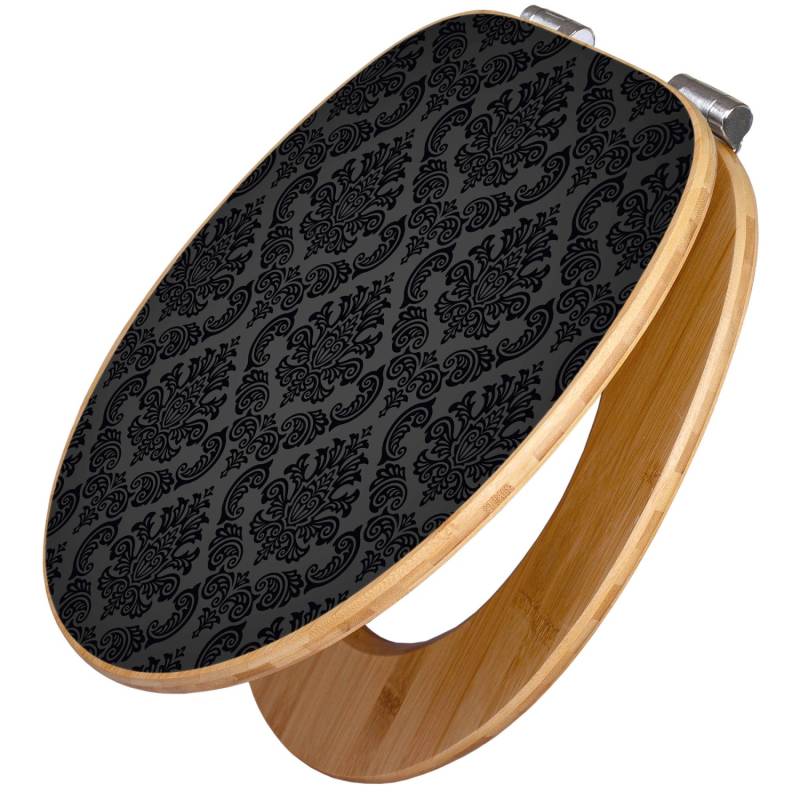 Banjado Design WC Sitz Bambus Holz Toilettendeckel Mit Absenkautomatik Klodeckel WC-Sitz Soft Close Mit Motiv Black Deluxe von Banjado