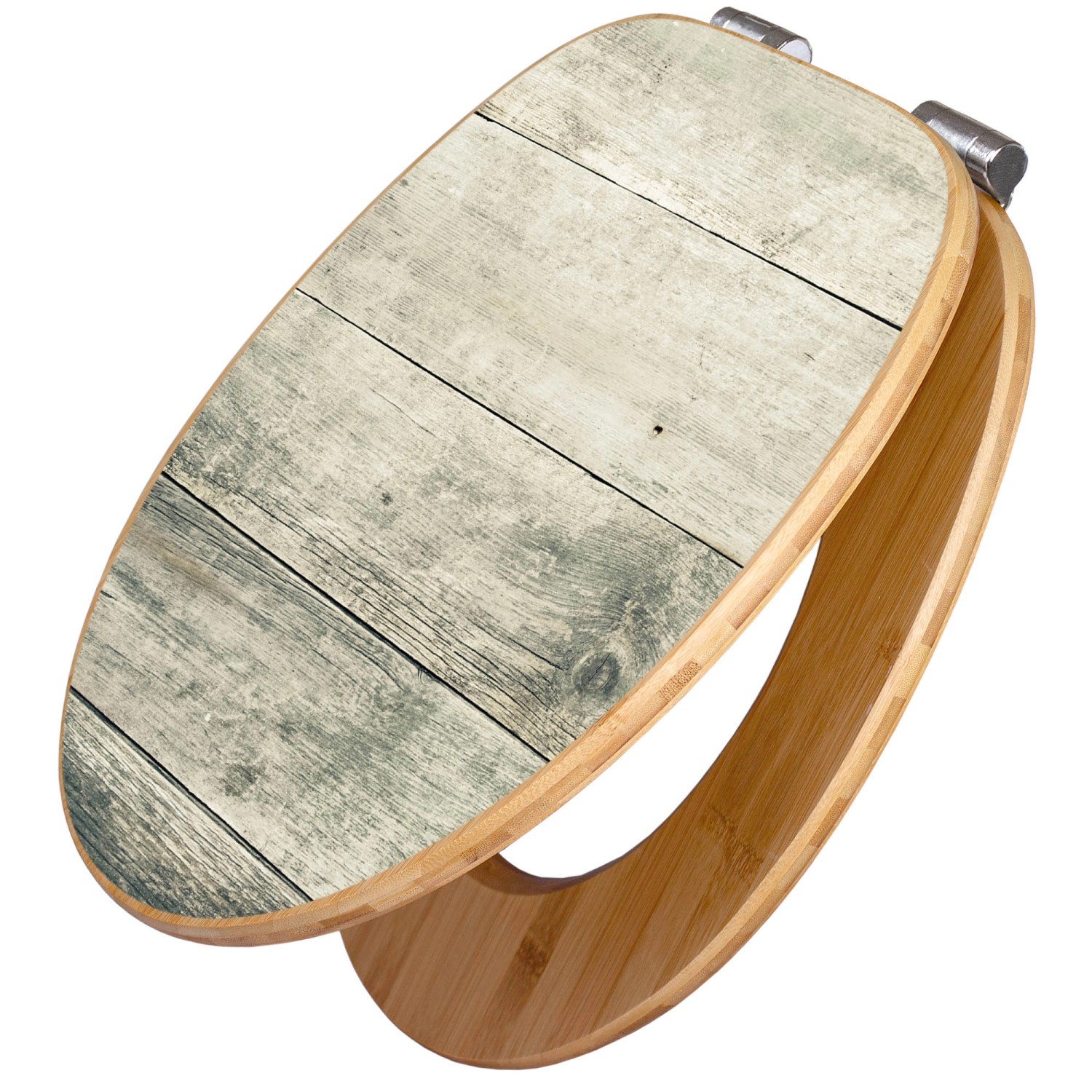 Banjado Design WC Sitz Bambus Holz Toilettendeckel Mit Absenkautomatik Klodeckel WC-Sitz Soft Close Mit Motiv Graue Planken Banjado Design WC Sitz Bambus Holz Toilettendeckel Mit Absenkautomatik Klodeckel WC-Sitz Soft Close Mit Motiv Graue Planken von Banjado