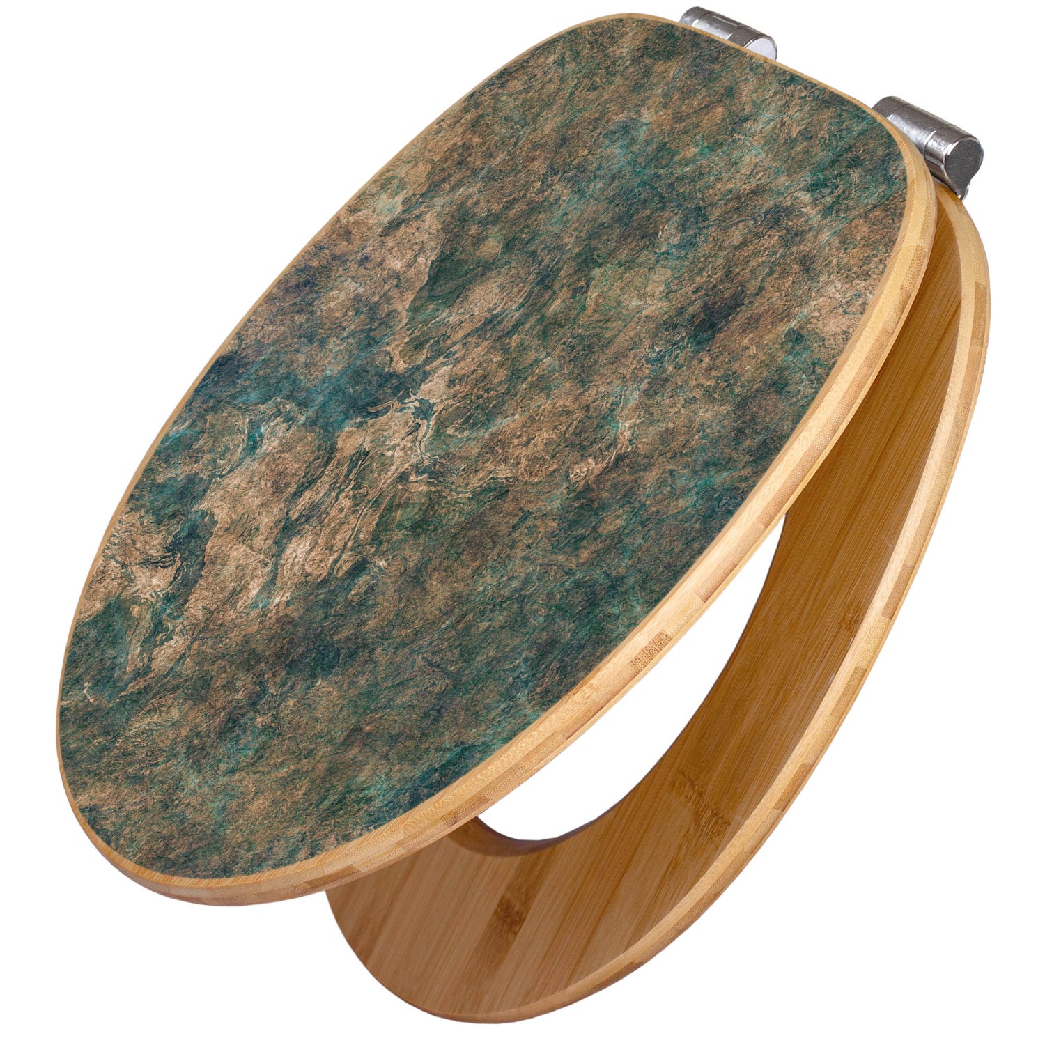 Banjado Design WC Sitz Bambus Holz Toilettendeckel Mit Absenkautomatik Klodeckel WC-Sitz Soft Close Mit Motiv Kupfer Patina von Banjado