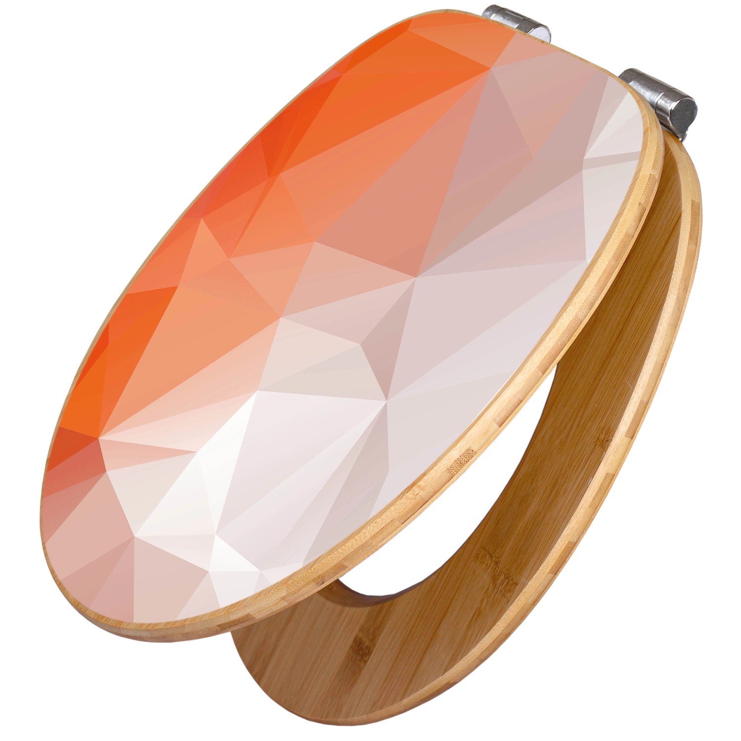 Banjado Design WC Sitz Bambus Holz Toilettendeckel Mit Absenkautomatik Klodeckel WC-Sitz Soft Close Mit Motiv Orange Polygon Banjado Design WC Sitz Bambus Holz Toilettendeckel Mit Absenkautomatik Klodeckel WC-Sitz Soft Close Mit Motiv Orange Polygon von Banjado