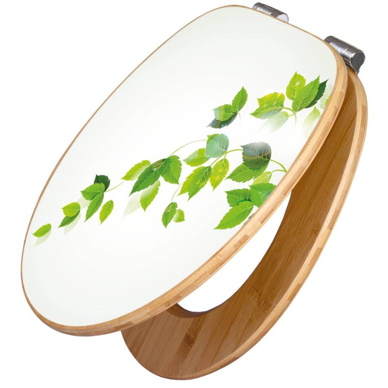 Banjado Design WC Sitz Bambus Holz Toilettendeckel Mit Absenkautomatik Klodeckel WC-Sitz Soft Close Mit Motiv Ranke Gelb Weiß Banjado Design WC Sitz Bambus Holz Toilettendeckel Mit Absenkautomatik Klodeckel WC-Sitz Soft Close Mit Motiv Ranke Gelb Weiß von Banjado