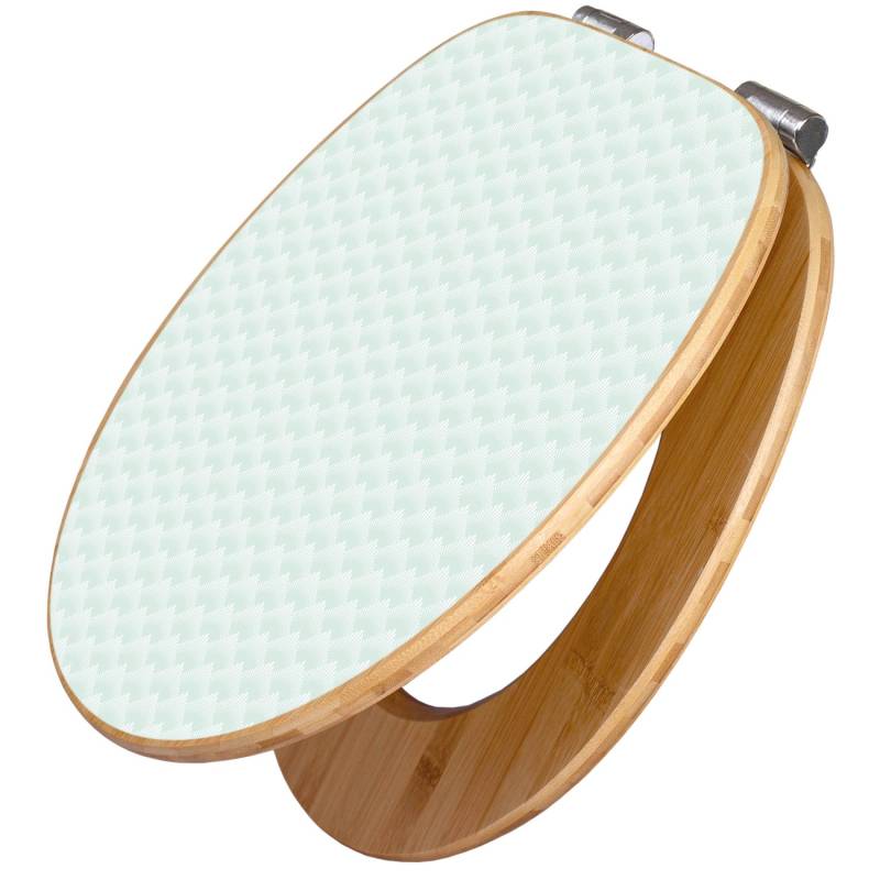 Banjado Design WC Sitz Bambus Holz Toilettendeckel Mit Absenkautomatik Klodeckel WC-Sitz Soft Close Mit Motiv Strahlen Mint von Banjado